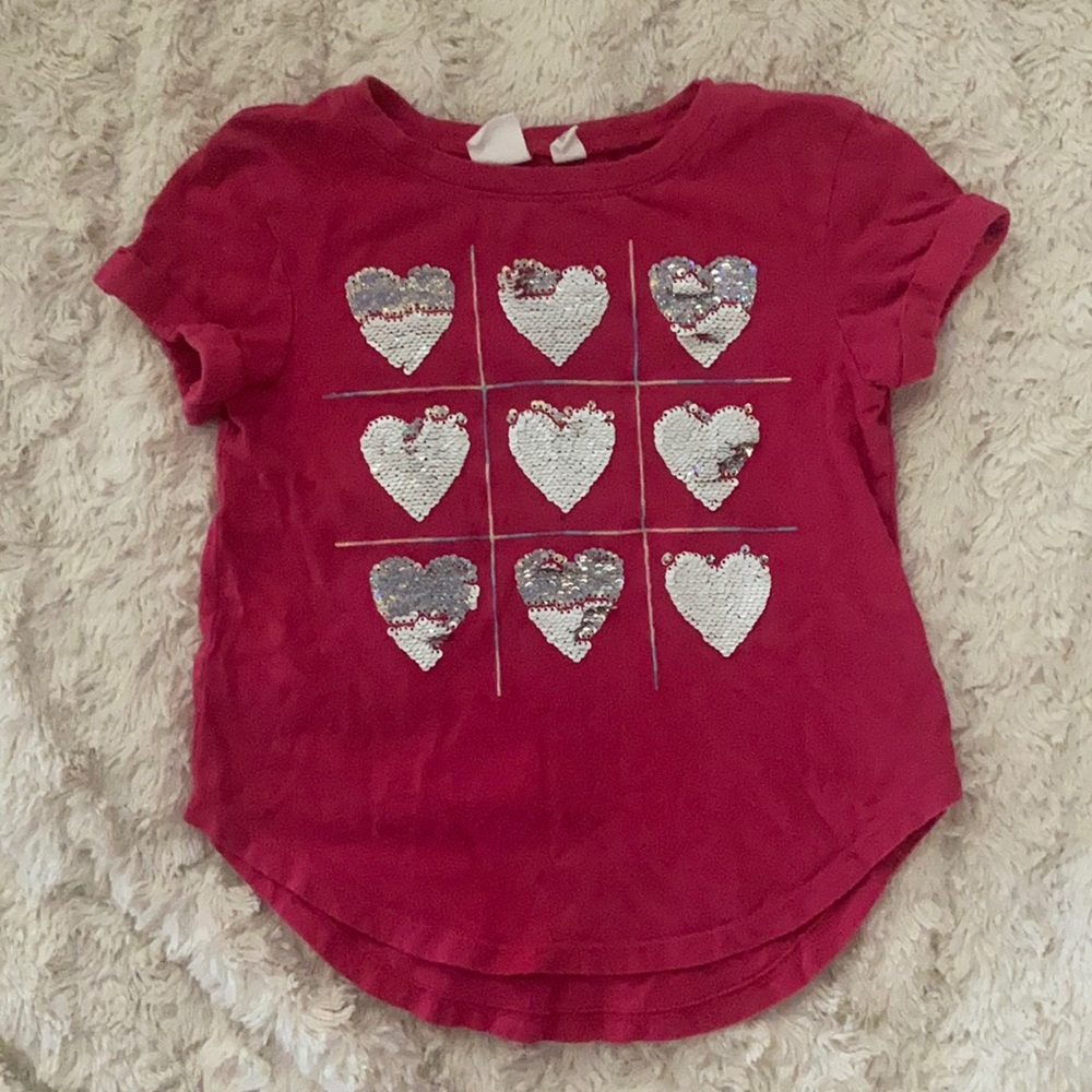 Flip sequins pink shirt with hearts